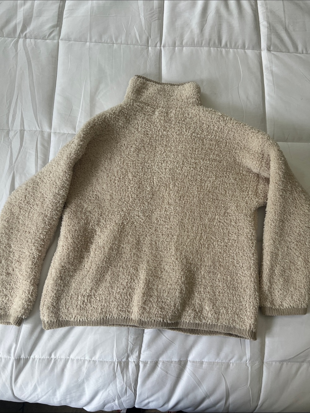 Aerie Cozy Beige Sherpa Half-Zip Pullover - Picture 2 of 5